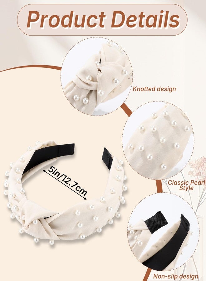 سي اتش ال اي انس اس مجموعة من 4 عصابات رأس نسائية أنيقة من CHLINS - عصابات رأس عريضة معقودة غير قابلة للانزلاق مع لمسات من اللؤلؤ لليوجا والتمارين الرياضية والتصفيف اليومي والهدايا (مجموعة متعددة الألوان) - Image 2